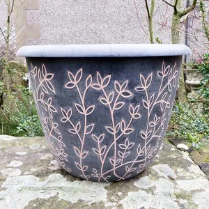 40cm Serenity Stout Planter Black/Brown Plant Pot