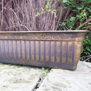 60cm Floral Fluted Trough Gold Plant Pot