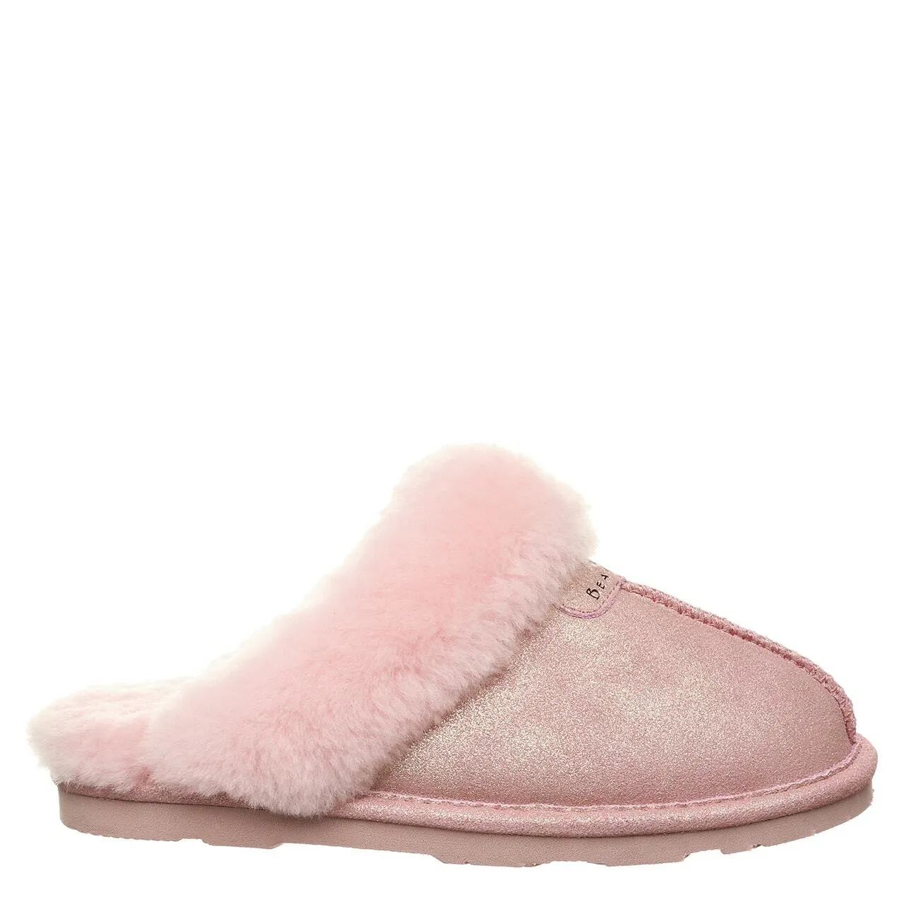 BEARPAW WOMEN'S LOKI SUEDE SLIDE SLIPPERPINK LEOPARD GLITTER