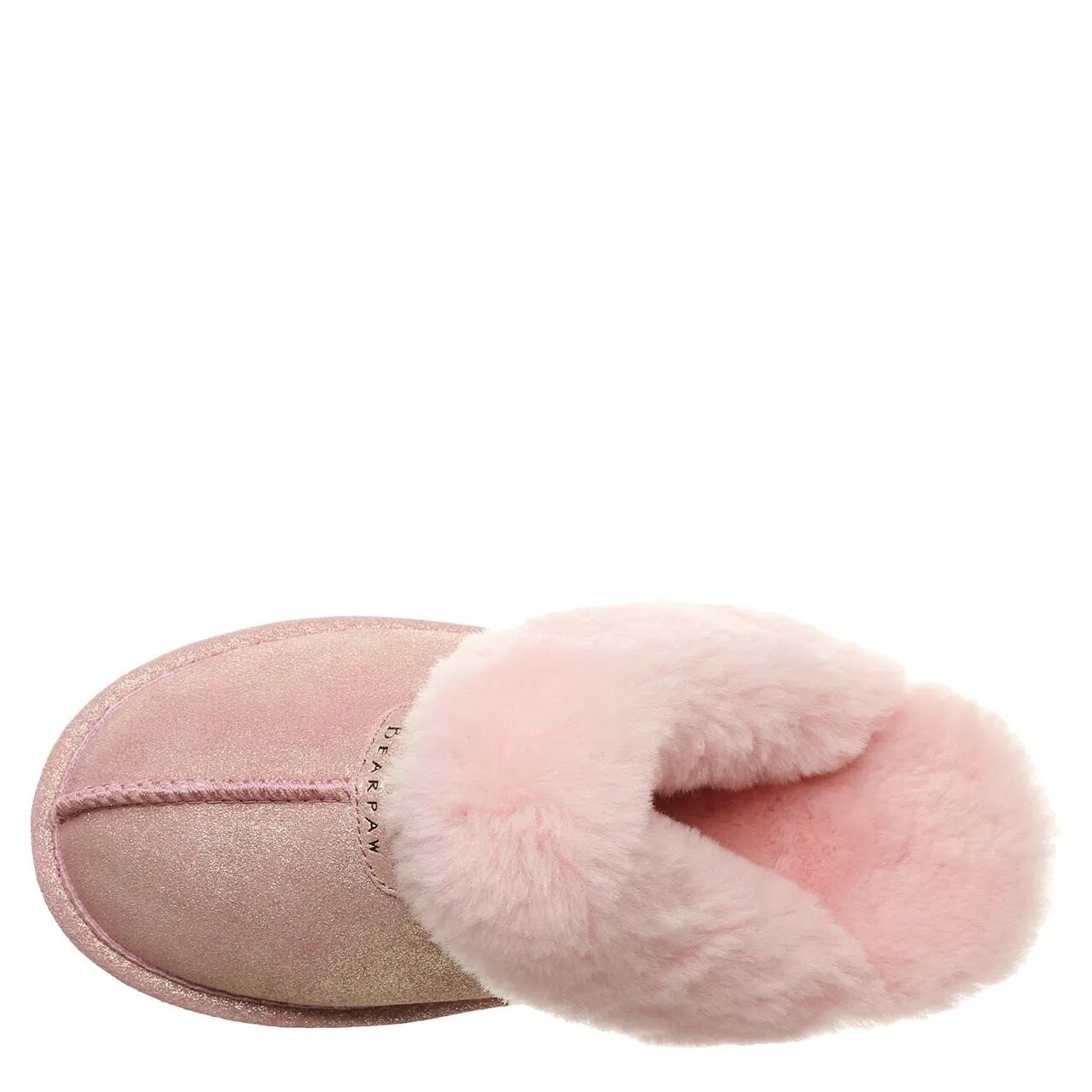 BEARPAW WOMEN'S LOKI SUEDE SLIDE SLIPPERPINK LEOPARD GLITTER