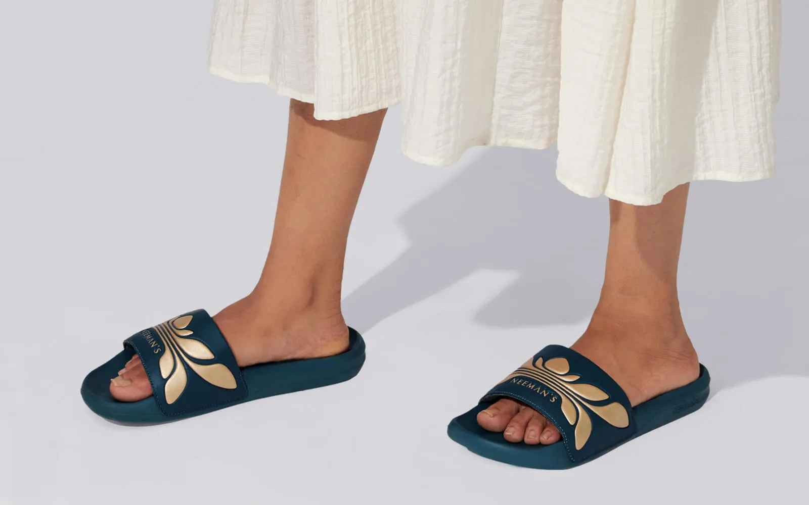 Breather Slides (Women Exclusive) : Teal-Gold