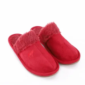 Crimson Plush Hard Sole Slipper