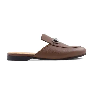 Dameka - Men's Brown Pebble Grain Leather Slipper