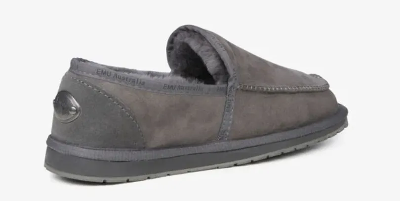 Emu Australia Men's Hume Platinum Sheepskin Slipper Charcoal