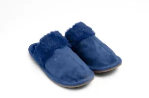 French Blue Plush Hard Sole Slipper