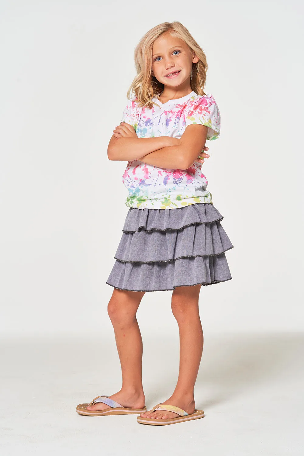 Girls Coastal Cloth Tiered Ruffle Skort