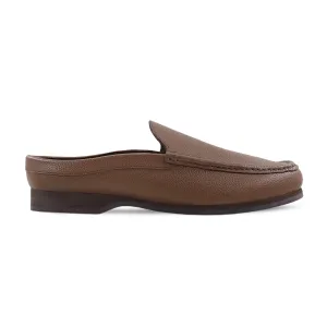 Marjin - Men's Brown Pebble Grain Leather Slipper