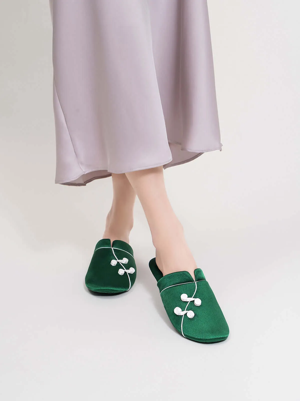 Qipao Collar Buckle Asian Style Slippers