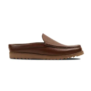 Retro - Men's Brown Pebble Grain Leather Slipper