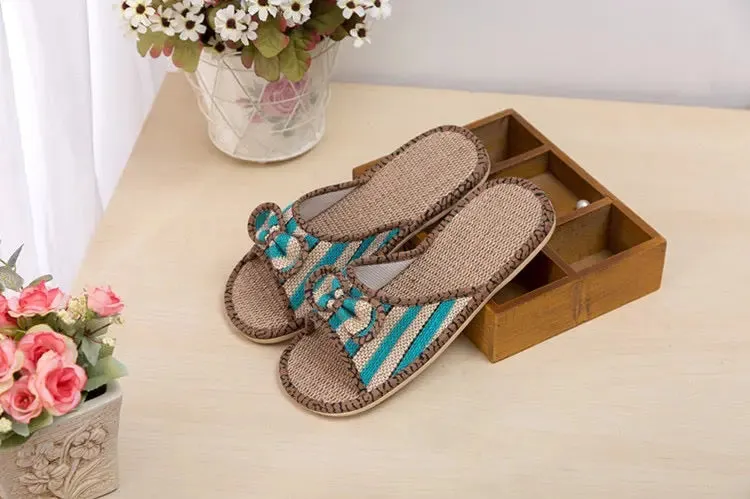 Women Sandal Hemp Linen Slipper Bamboo Butterfly Shoe Casual Comfortable Cool BSH02