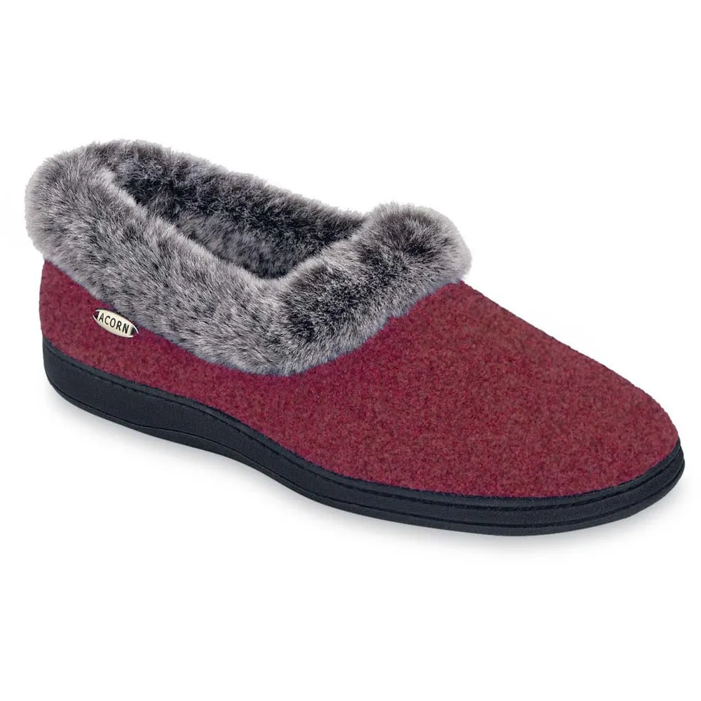 Women's Faux Fur Chinchilla Collar Slipper with Indoor/Outdoor Sole